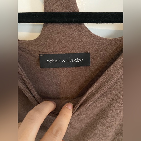 Naked Wardrobe choker midi dress - taupe - Picture 4 of 5